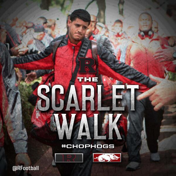 RFootball's tweet photo. The day is here and the Scarlet Knights are set, a little under two hours until kickoff on ESPN #ChopHogs http://t.co/Rd7168Cwai