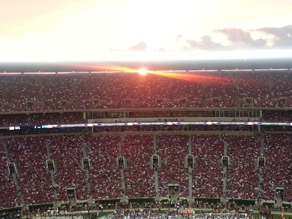 deb_smithson's tweet photo. Sunset at Bryant Denny Stadium @spann http://t.co/VXwSuWdj08
