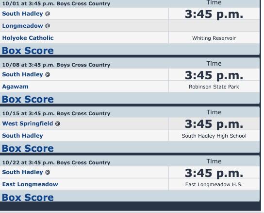 Boys Cross Country Schedule