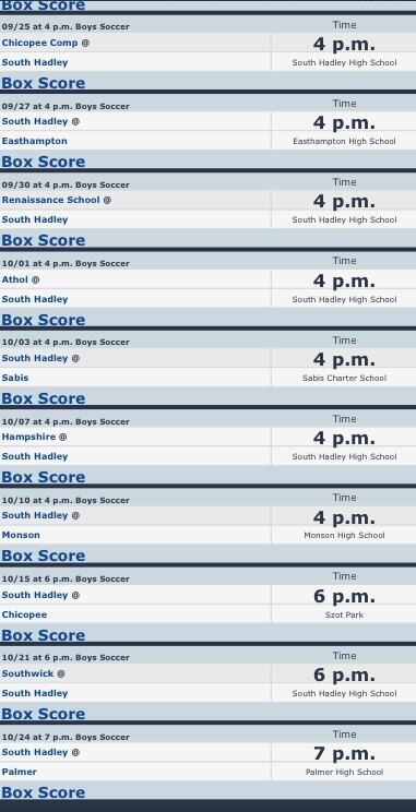 Boys Soccer Schedule
