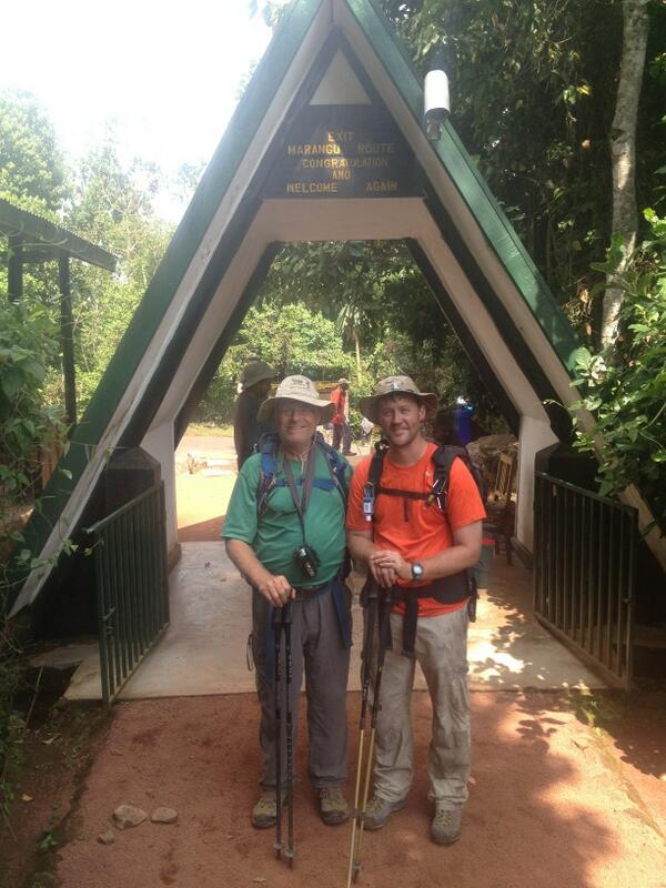 Trail's end. Fellow RotArian Paul Wyche and I at conclusion of Rotary 7680's climb of Kili