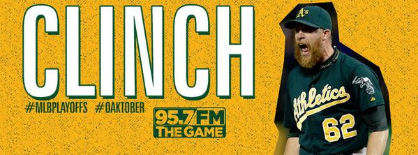 The A’s have clinched the AL WEST to repeat as AL West Champions!  RETWEET to show your support for the Green &amp; Gold!