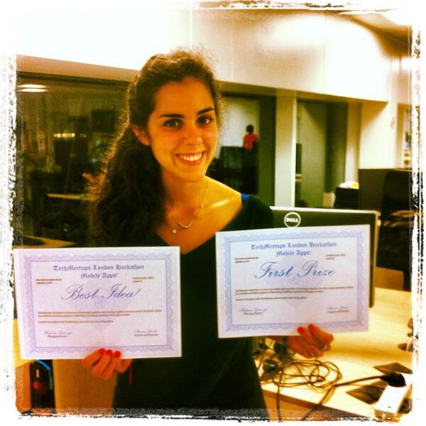 HighThoughtsLtd's tweet photo. Awesome!We won! RT @RentezVous: Rentez-Vous: First Price & Best idea ! Tech Meetups London Hackathon #TMUhack #london http://t.co/ElA83U3Y8S