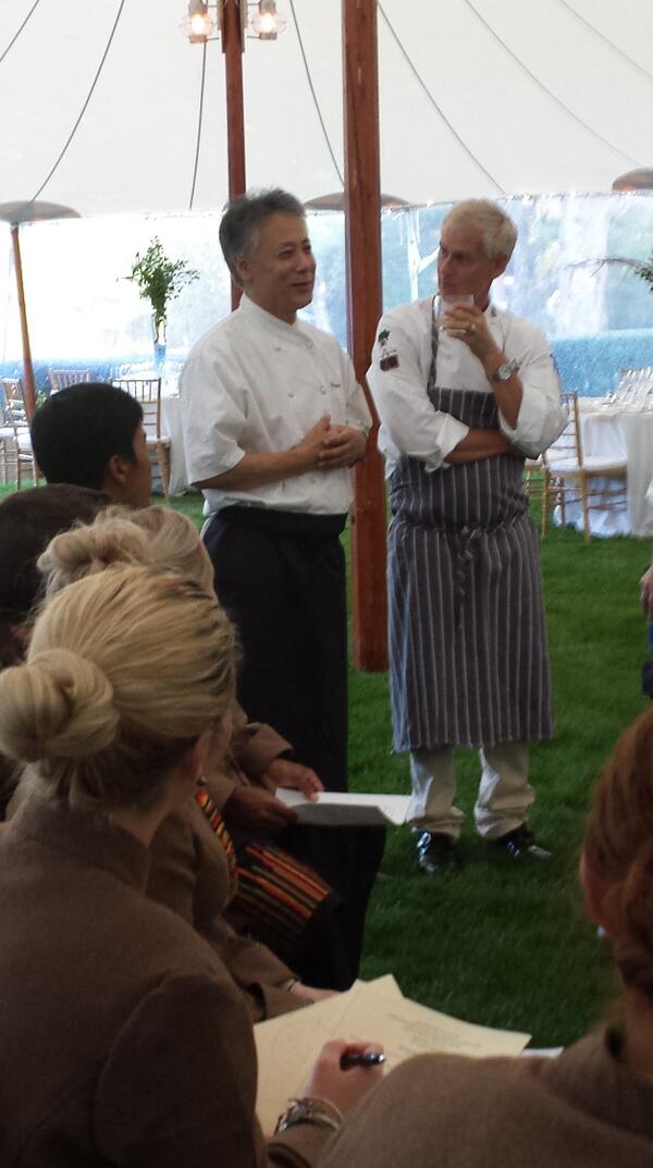 ArrowsEvents's tweet photo. @ChefTakashi describing his "Roasted black mission figs with prosciutto,  chicken liver mousse, and more....." http://t.co/S1S9weVcT9