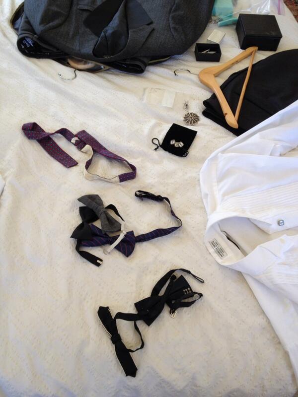 bourgieB's tweet photo. Pre Emmy preparations #Emmys2013  #bowties http://t.co/d7w4WK2UG4