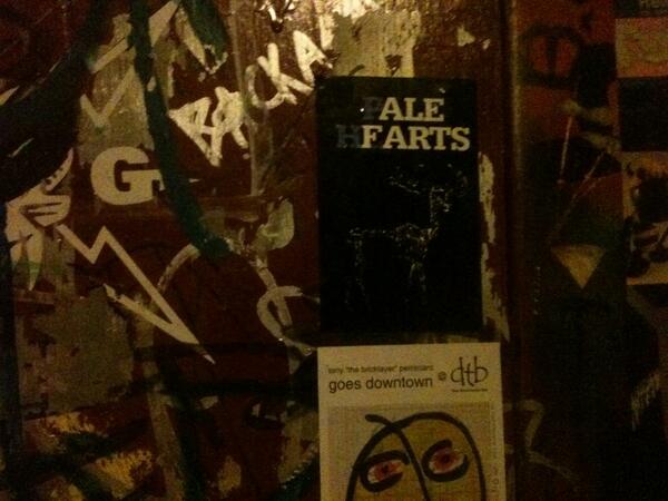 larryvillelife's tweet photo. Some clever fellow blacked out a couple of the letters in the "Pale Hearts" sticker @replaylounge . #LFK  Wasn't us! http://t.co/29deHo6cKs