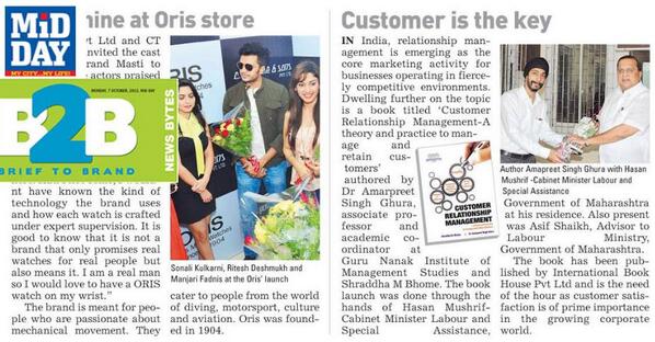 gnims_'s tweet photo. Launch of Prof Amarpreet Singh 2nd book “CRM a theory &amp; practice to manage &amp; retain customers” Press cover by MidDay http://t.co/4JqM2mlPGE