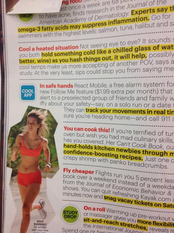 katieuhran's tweet image. Nice job @ReactMobile! Spotted you in @SELFmagazine while on the #stepmill! #reactmobile #sheROCKStexas