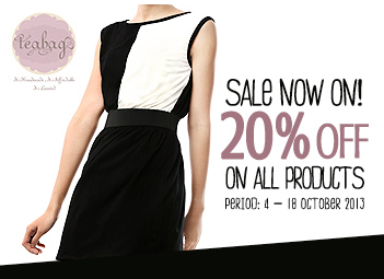 Sale 20% OFF  on all products from <a href="/teabagbutik/">teabag and theria</a> period 4-18 Oct 2013. Grab it fast Ladies vrl.ht/2A44