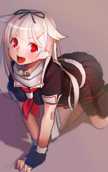 夕立改二 微妙な表情に #艦これ版深夜の真剣お絵描き60分一本勝負 