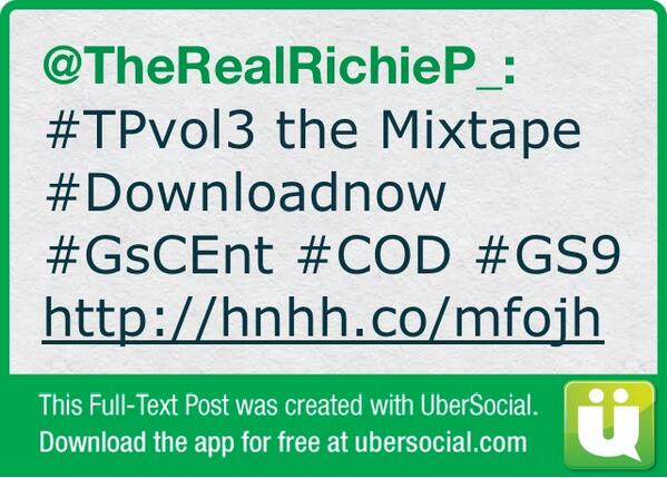 TheRealRichieP_'s tweet photo. #TPvol3 the Mixtape #Downloadnow #GsCEnt #COD #GS9 http://t.co/DvOfxCeZD3 http://t.co/uGU6xZvzfN