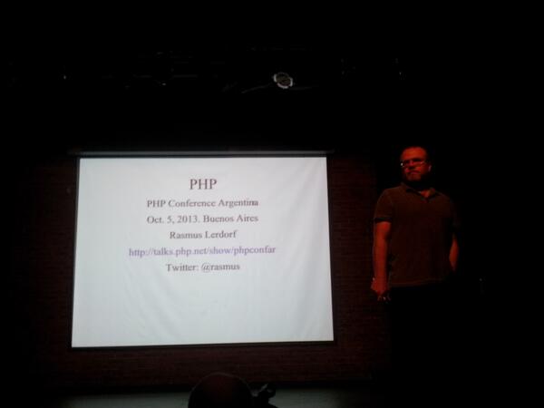 jparedes's tweet image. Rasmus on Stage! #PhpConfAr