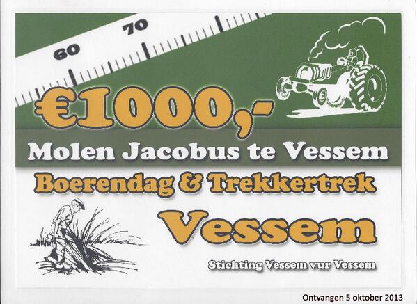 Vandaag als eerste goede doel van de St Vessem vur Vessem een donatie van 1.000 Euro ontvangen. Bedankt!!