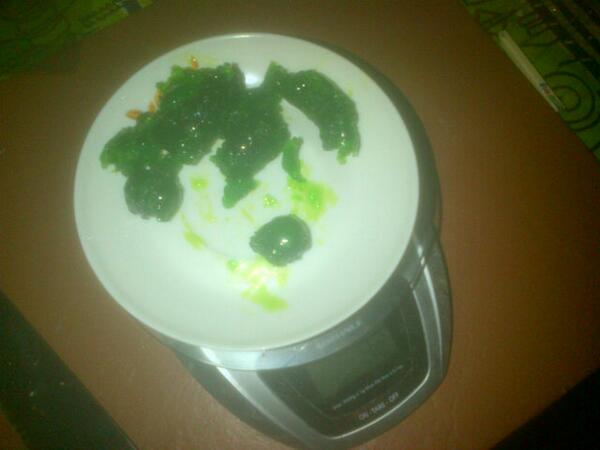fudgman's tweet photo. Green cherries on a side plate  for the fruit http://t.co/ZvOH0mb0cc