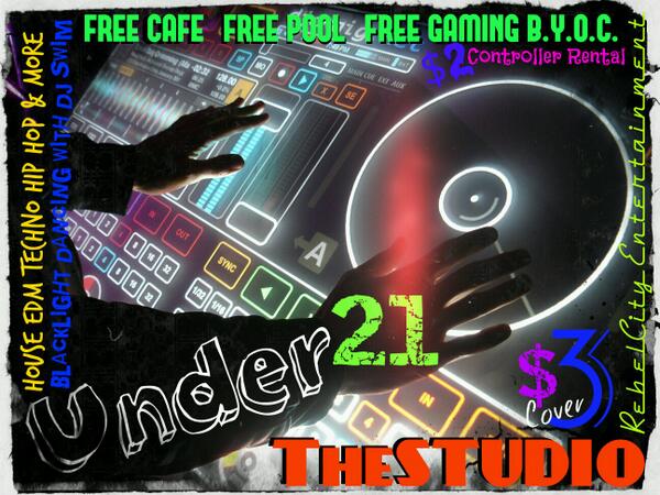 RebelCityClub's tweet photo. FREE CAFE &amp; MUNCH BAR $3 COVER, FREE POOL, FREE GAMING B.Y.O.C. OR $2 CONTROLLER RENTAL.
 DJ SWIM IS IN THE HOUSE. http://t.co/lpAZZrQyvu