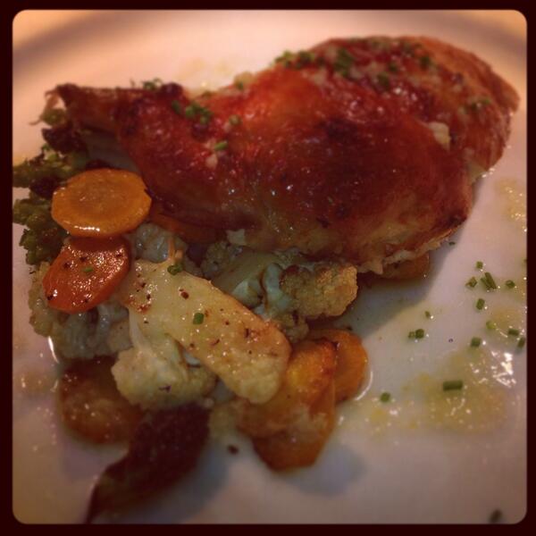 #FallMenu Roasted Chicken w/ <a href="/NicholsFarm/">Nichols Farm&Orchard</a> fall vegetables and lemon-garlic vinaigrette