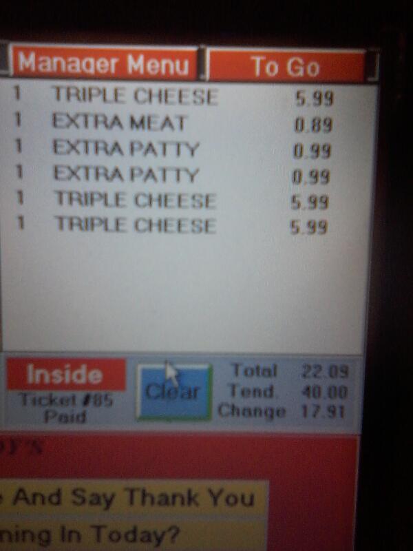 Frankystein__'s tweet image. Someone actually ordered this. #Wendys #Quadrupled #HolyMeat