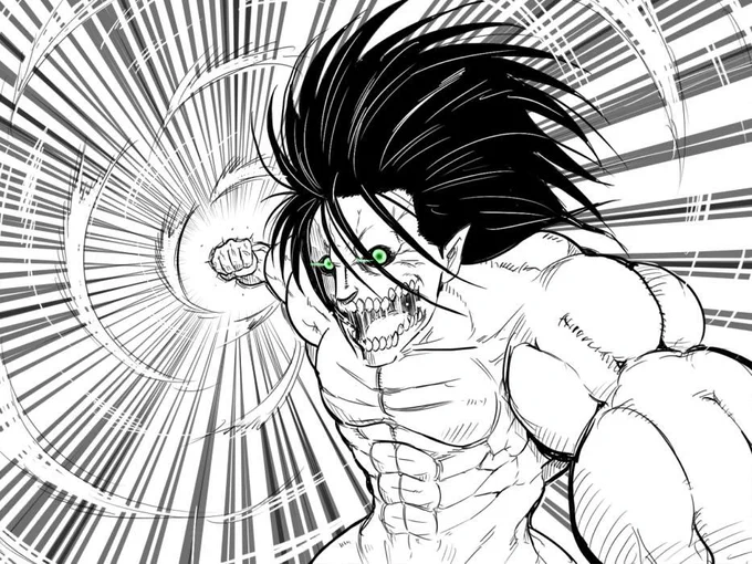 巨人エレン。筋肉的なものが描きたかったんや・・・。 