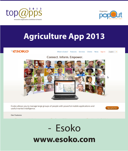 TopAppsAwards's tweet photo. @Esoko won Agriculture App of the year in @TopAppsAward 2013 http://t.co/ytHx2ftDWM