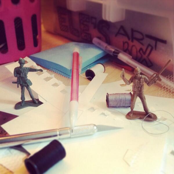 WILDA__eth's tweet image. My little army men are helping me with my project! @UWStoutAIGA #aiga #designarmy