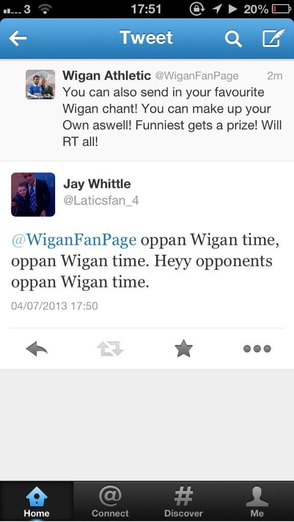 WafcSean's tweet photo. #FootballCringe OPPAN WIGAN TIME. http://t.co/CJ8t7jyxq7
