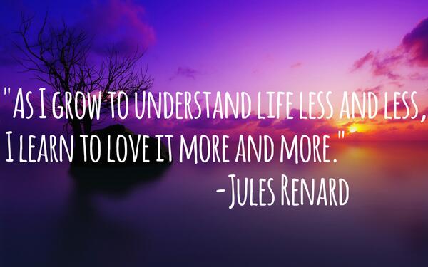 LifeCredit's tweet photo. “As I grow to understand life less and less, I learn to love it more and more. ” — Jules Renard http://t.co/QH123SmGDD