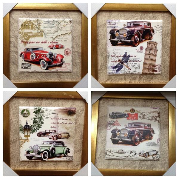 SkyShop_Int's tweet image. Ceramic 3D picture in golden or black frames,Item#: 51304 - Antique Cars, Size: 12" x 12" - $16.99, perfect gift