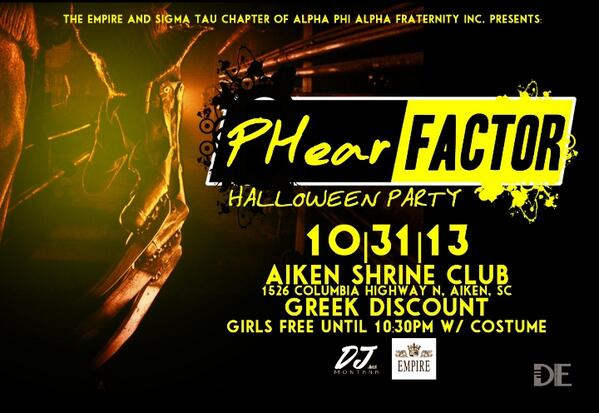 Phirst_Knight's tweet photo. The Official Halloween Party. Empire &amp; The ESTeemed Sigma Tau Brothers of Alpha Phi Alpha. #turnup #shutdownthecity http://t.co/AK4PHwfyBE