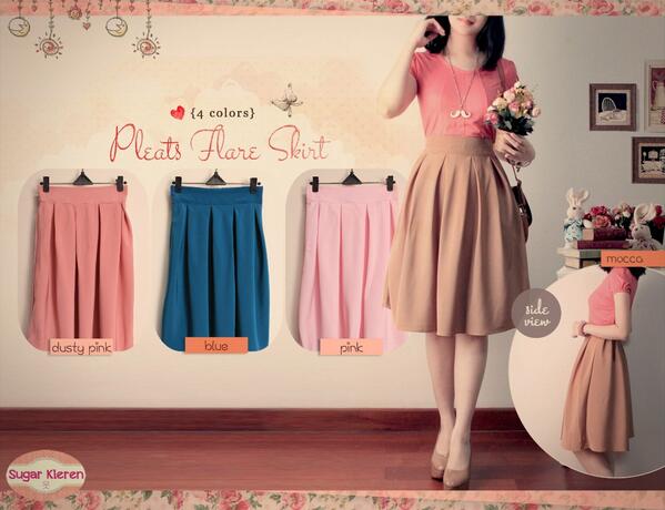 ChocoChubby_FS's tweet photo. pleats flare skirt @85rb twiscone http://t.co/hyF4e8WOjT
