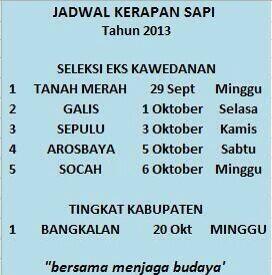 arbainrambey's tweet photo. Jadwal karapan sapi dari @bhotix23 http://t.co/DXenpNT94E