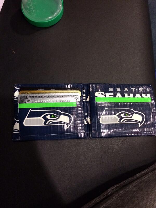 DangeRussWilson's tweet photo. So look at this wallet 11 yr old Allison made me @seattlechildren yesterday ALL from Duck Tape! #talent! http://t.co/zWTDw7HTJG