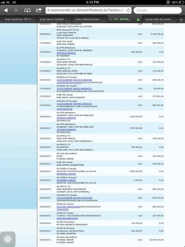 EnterprenerMuda's tweet photo. Coba mana yang rekeningnya banyak transferan kayak gini http://t.co/7INNBwr1Ag