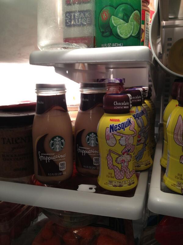 Bianca94Tan's tweet photo. There's nesquick and mocha frap in my fridge right now...I must have died and gone to heaven👼😍 http://t.co/TCI8BQISsW