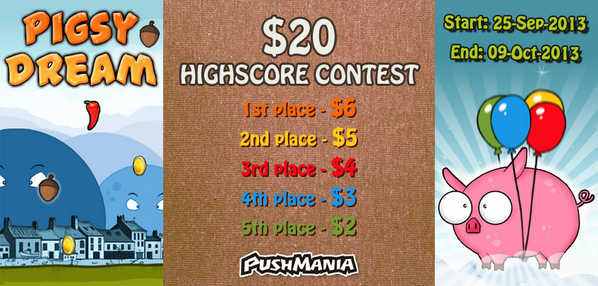 PushMania's tweet image. Play PIGSY DREAM game and #win #money $20 in #contest from #PushMania: on.fb.me/YFa3vZ