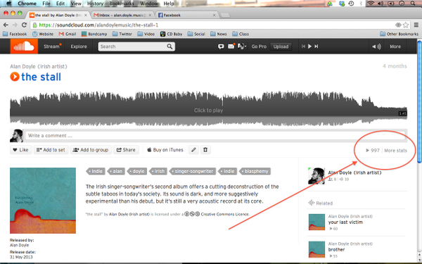 AlDoyleMusic's tweet photo. Thanks so much all who've listened to my album Blasphemy. Who'll be the 1,000th to listen to The Stall on Soundcloud? http://t.co/l2O23pzTgp