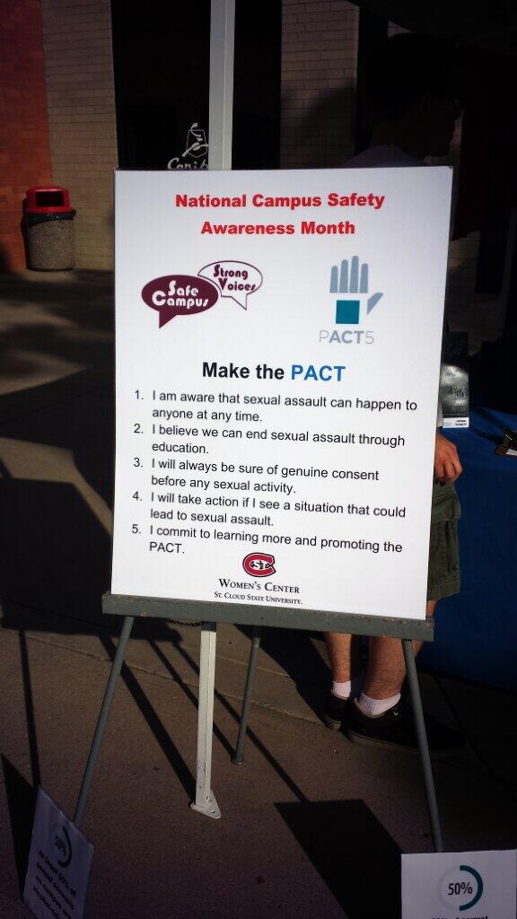Come to the Atwood Mall to take the PACT to end sexual violence! 10am -2pm <a href="/stcloudstate/">St. Cloud State</a> <a href="/SCSVCampaign/">SafeCampusStrongVoic</a>