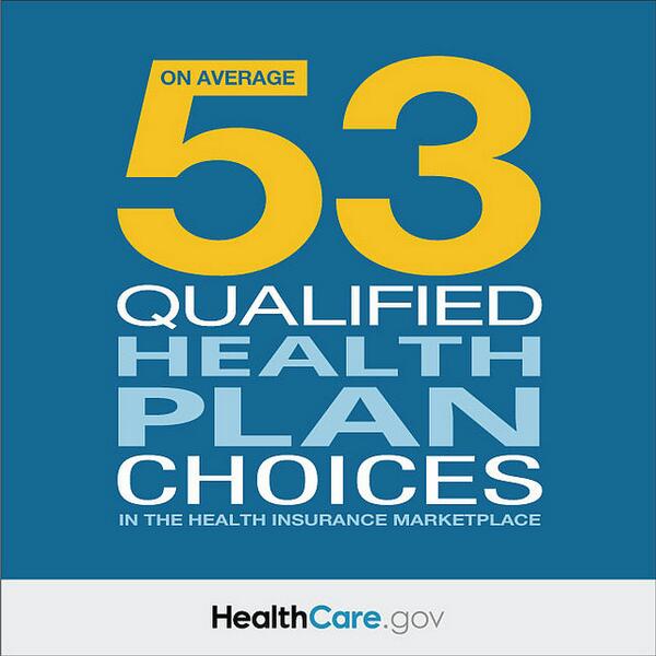 53. The avg. number of health plans available to every consumer in the Health Insurance Marketplace. #GetCovered