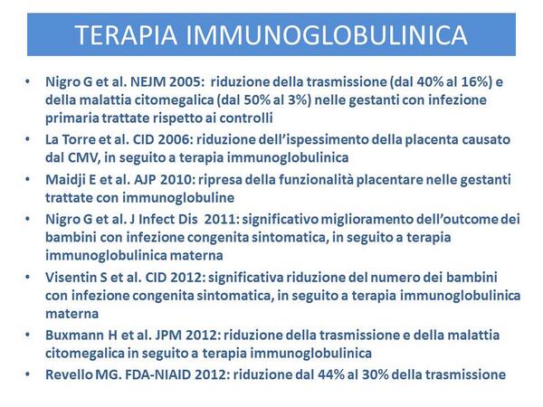 I principali articoli scientifici sulla validità delle immunoglobuline nel prevenire la trasmissione del CMV al feto