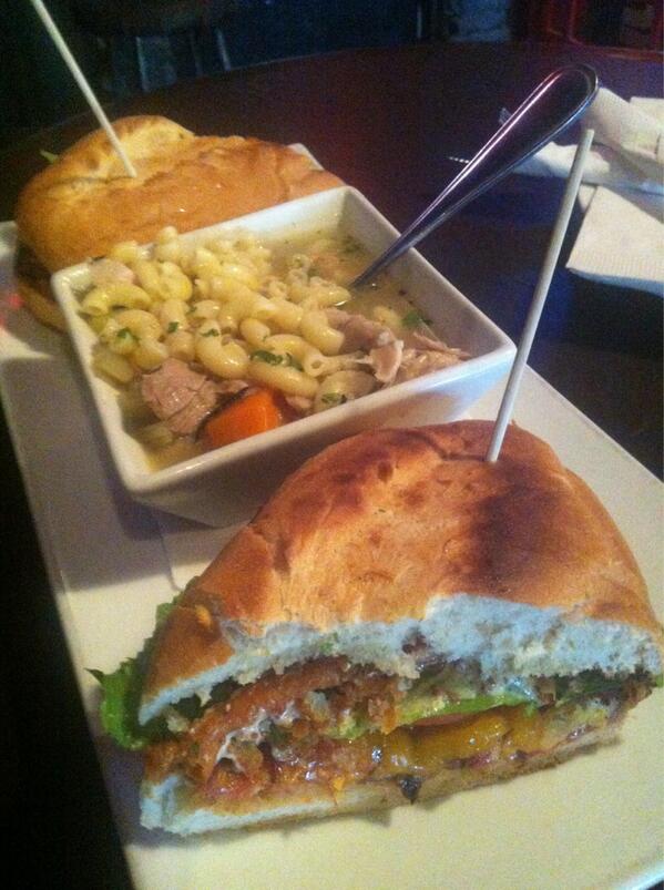 Super sexy turkey and noodle soup with a BLT on Italian bread!!! Ya