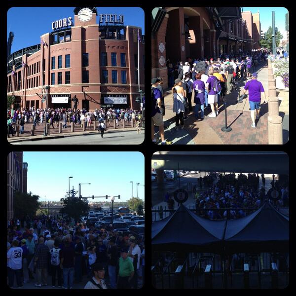 Rockies's tweet photo. Here is a LIVE look at Gates A, B, C & D. It's already packed for #ToddsLastStand. Get here ASAP. http://t.co/dNSV2FBV2N