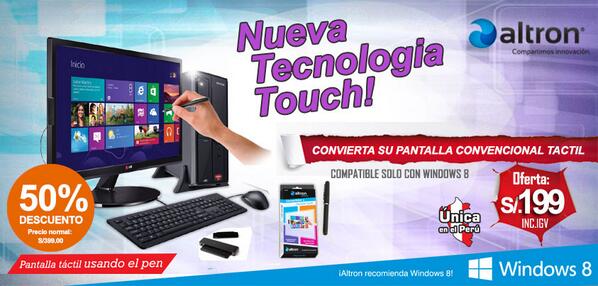 AltronTab's tweet image. Nueva Tecnologia Touch  Convierta su pantalla convencional Tactil. Prod Unico en el Peru Exclusivo @AltronTab