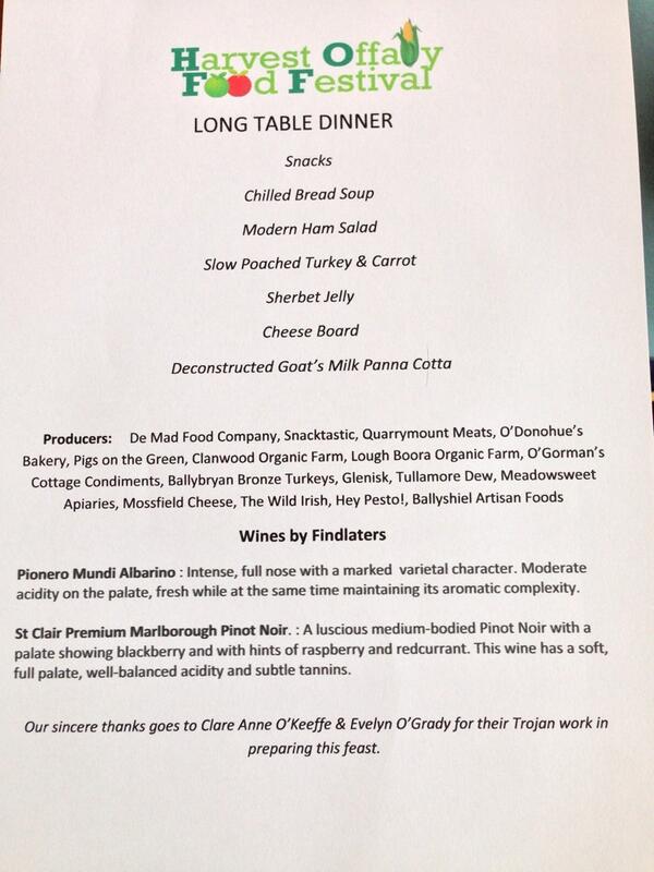 A bit late but this was our long table menu