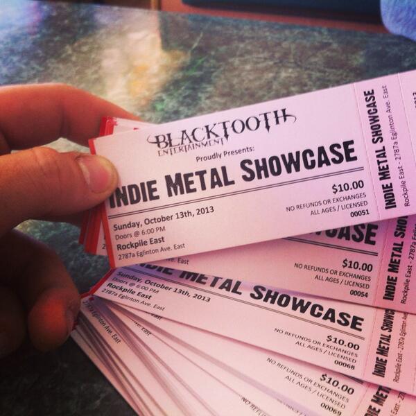 Tickets now on sale for our October show! $10 in adv. All ages! Hit up any band member for yours! #Canadian #metal
