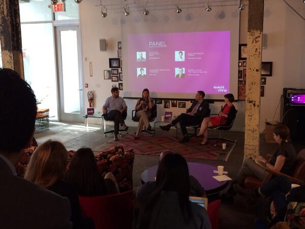PSFK's tweet photo. Panel on new brand opportunities in gaming with @julesshumaker @mugla @pierrelipton &amp; @scottlachut at #PSFKGaming http://t.co/DmNpMlVSRz