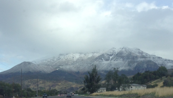 Love seeing the first snow dusting on Timp this morning on the drive to Sundance #IsItSnowingYet