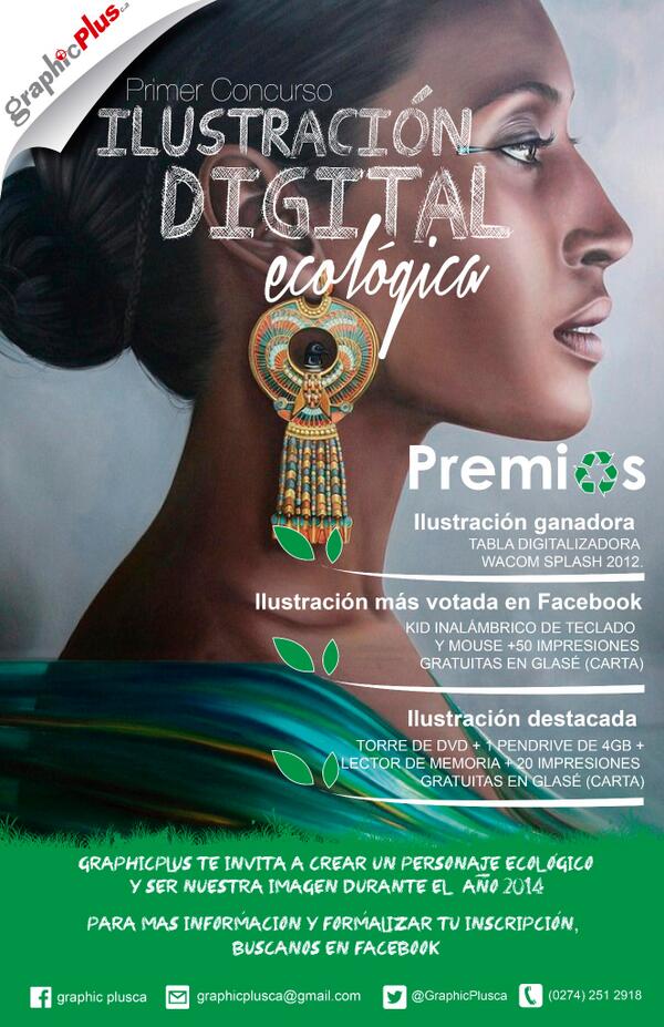 GraphicPlusCA's tweet photo. Graphic Plus C.a. Te invita al Primer Concurso de Ilustración Digital Ecológica http://t.co/CLUuJU9Yee