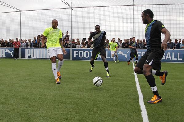 usainbolt's tweet photo. Good football game in Munich.. All in the name of fun.. NJ u just not a Baller.. You just don't like you can shift http://t.co/ZV7VbnHI0Y