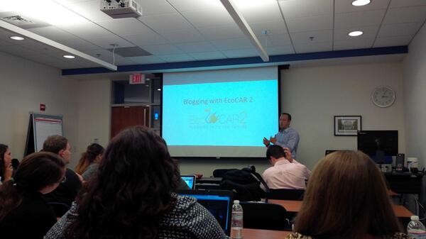 dorasmith's tweet image. #EcoCAR2 #fallworkshop learning some blogging best practices from Mathworks&apos; @popinchalk