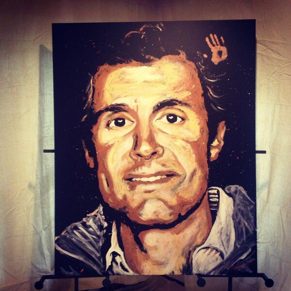 jaredemerson's tweet photo. enjoyed #painting the face of @blackberryfrm #SamBeall #PerformanceArt @ghincapie @RobbieVentura @BobbyStuckeyMS http://t.co/z9QBeORIP1