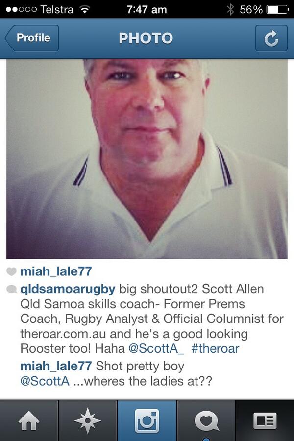 Hey Scottie, Miah is giving it to ya mate. Extra fitness for this bloke!! <a href="/ScottA_/">Scott Allen</a>